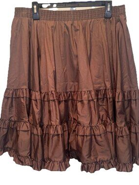 VTG Partners Please by Malco Modes Womens Brown Tiered Pull On Dancing Skirt L